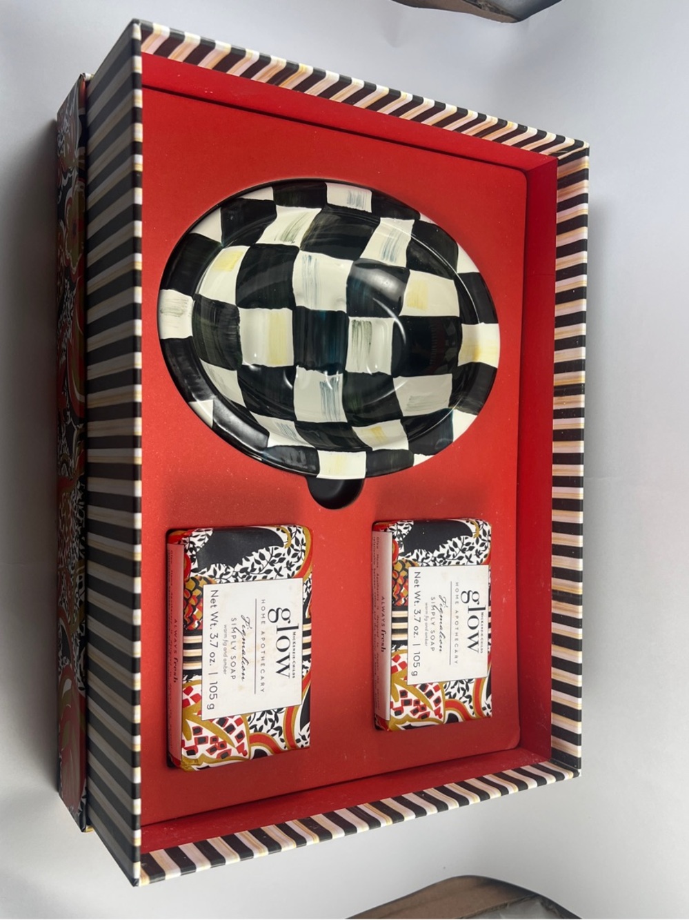 MacKenzie-Childs Black and Cream Checkered Ceramic Bowl Set